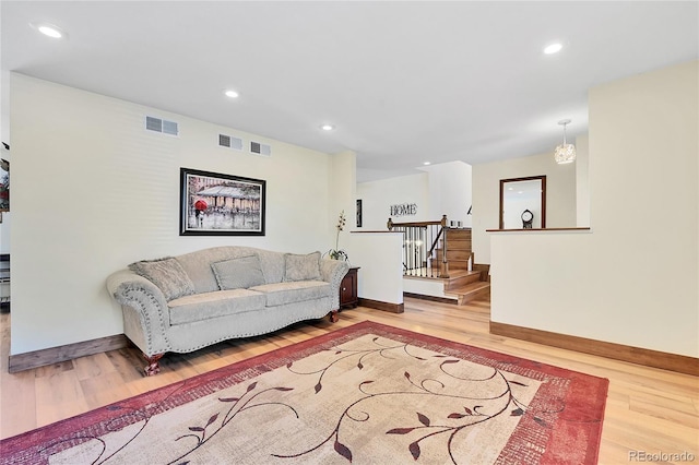 living room with hardwood / wood-style floors