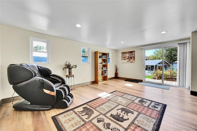 interior space with light hardwood / wood-style floors and a wealth of natural light