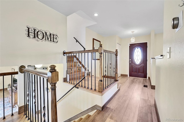 entryway featuring hardwood / wood-style flooring