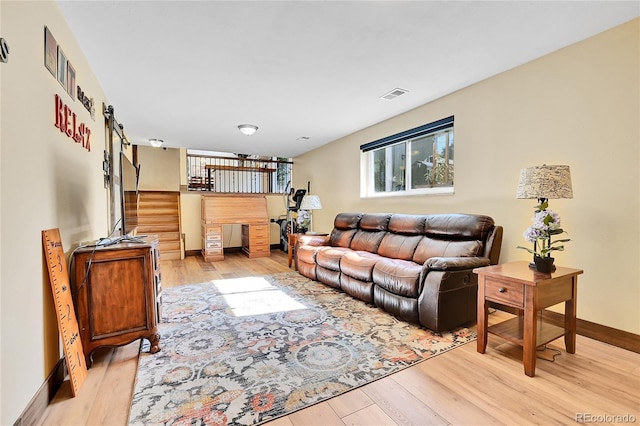 living room featuring light hardwood / wood-style flooring