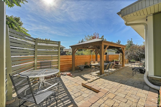 view of patio / terrace with a gazebo