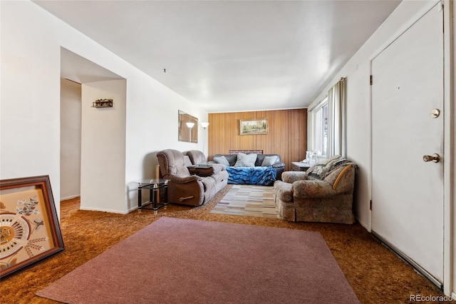 living room featuring carpet floors