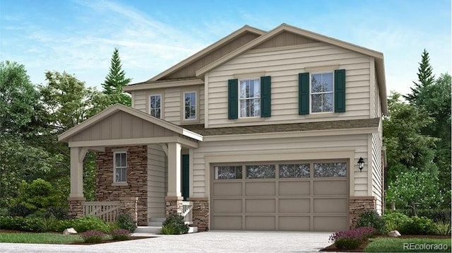 craftsman-style home with a garage