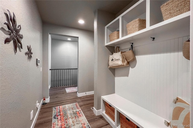 mudroom featuring dark hardwood / wood-style flooring