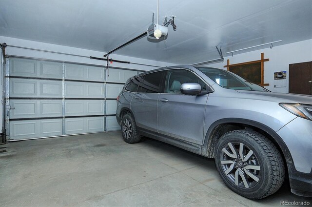 garage with a garage door opener