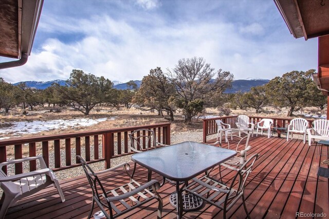 deck with a mountain view