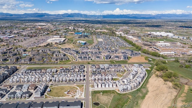 aerial view with a residential view and a mountain view