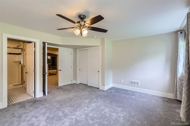 3525 Rinn Valley Dr, Longmont, CO 80504 - unfurnished bedroom with carpet flooring, a closet, ceiling fan, and ensuite bathroom