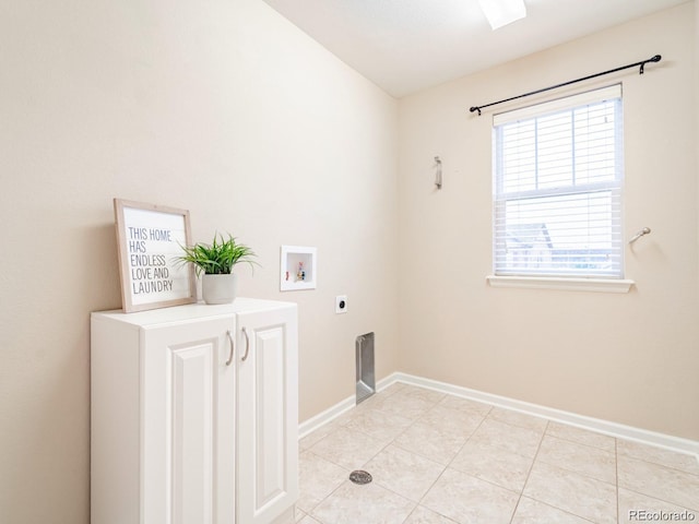 3472 Harvard Pl, Broomfield, CO 80023 - laundry area featuring electric dryer hookup, washer hookup, baseboards, and light tile patterned floors