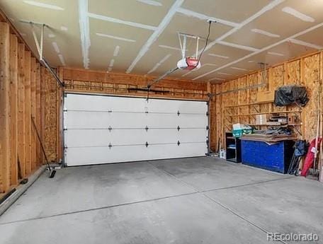 garage with a garage door opener