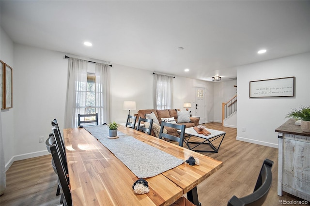 2020 Forest Ridge Dr, Colorado Springs, CO 80918 - dining space featuring recessed lighting, stairs, and baseboards