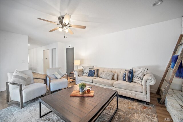 2020 Forest Ridge Dr, Colorado Springs, CO 80918 - living room with ceiling fan, recessed lighting, wood finished floors, and baseboards
