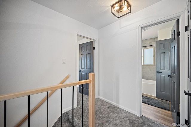 2020 Forest Ridge Dr, Colorado Springs, CO 80918 - hallway with baseboards, an upstairs landing, and carpet