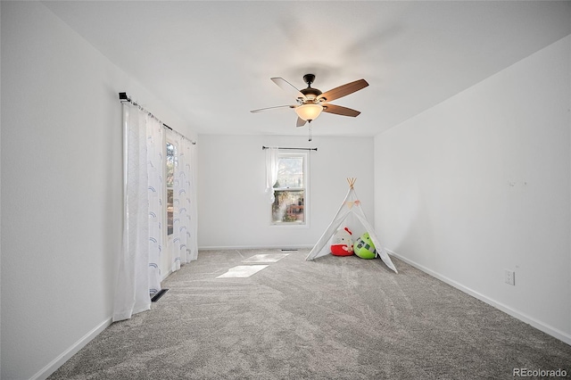 2020 Forest Ridge Dr, Colorado Springs, CO 80918 - game room featuring baseboards, a ceiling fan, and carpet