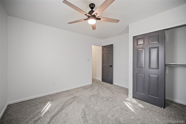 2020 Forest Ridge Dr, Colorado Springs, CO 80918 - unfurnished bedroom with a closet, ceiling fan, baseboards, and carpet floors