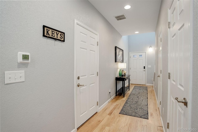 interior space with light hardwood / wood-style floors