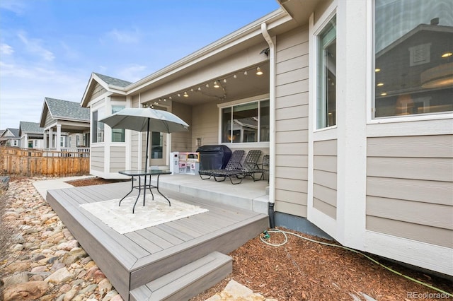 7268 Greenwater Cir, Castle Rock, CO 80108 - wooden terrace featuring fence