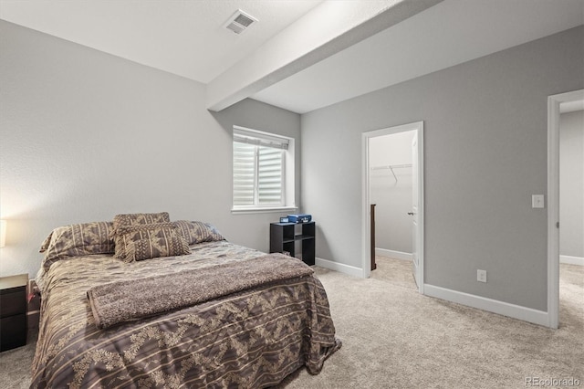7268 Greenwater Cir, Castle Rock, CO 80108 - bedroom featuring baseboards, visible vents, a spacious closet, and carpet flooring