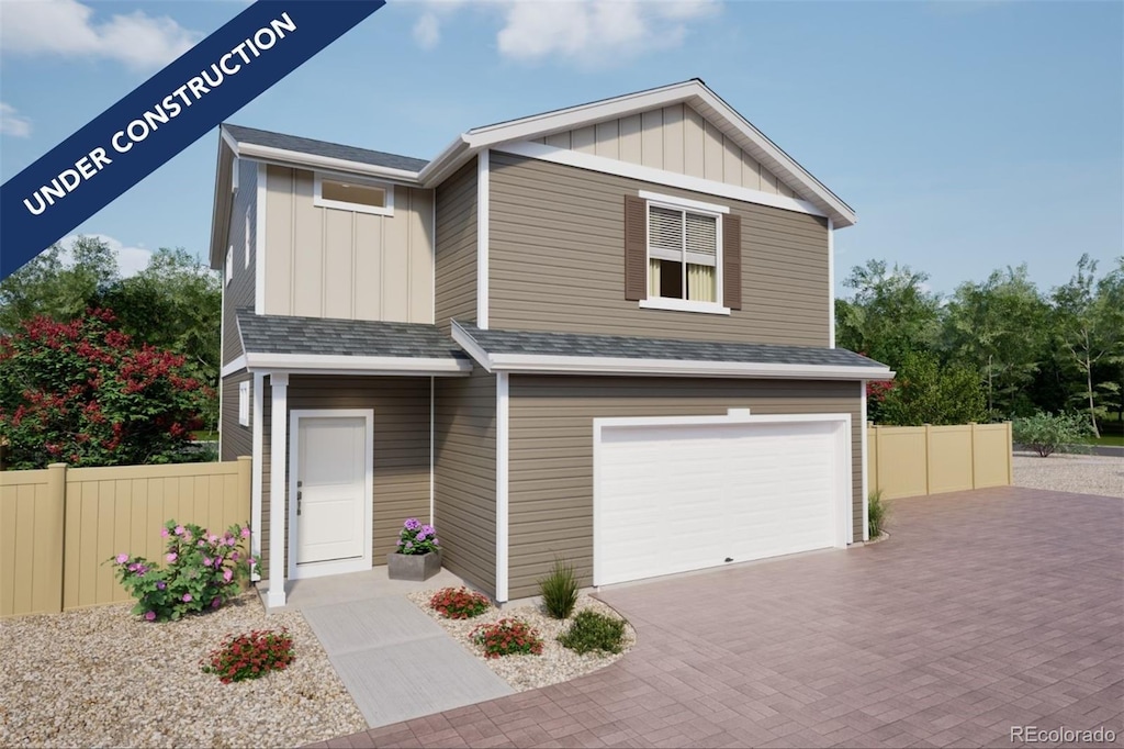 view of front of home featuring a garage