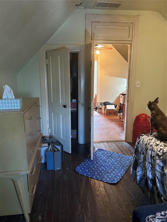 36 N Logan St, Denver, CO 80203 - bedroom with hardwood / wood-style floors and vaulted ceiling