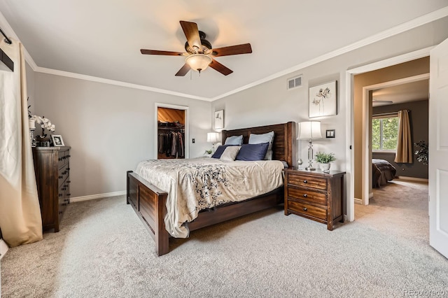 6646 S Fundy Ct, Centennial, CO 80016 - bedroom featuring carpet flooring, baseboards, a closet, and ornamental molding