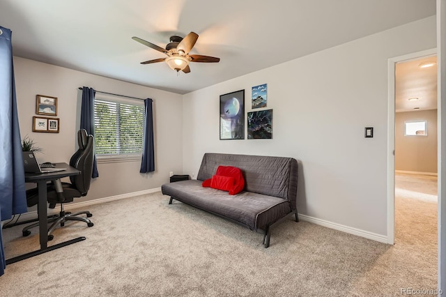 6646 S Fundy Ct, Centennial, CO 80016 - carpeted office featuring ceiling fan, healthy amount of natural light, and baseboards