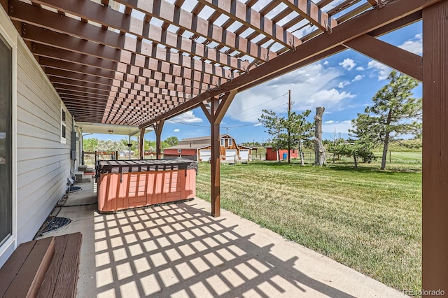 6646 S Fundy Ct, Centennial, CO 80016 - view of patio / terrace with a hot tub and a pergola