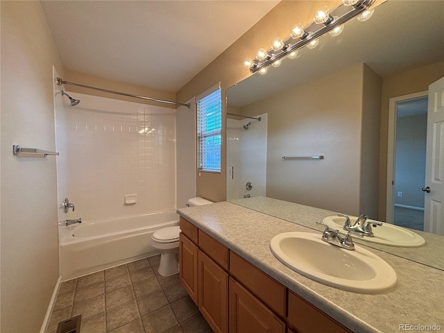 10027 Sylvestor Rd, Highlands Ranch, CO 80129 - full bathroom with vanity, shower / bath combination, and tile patterned flooring