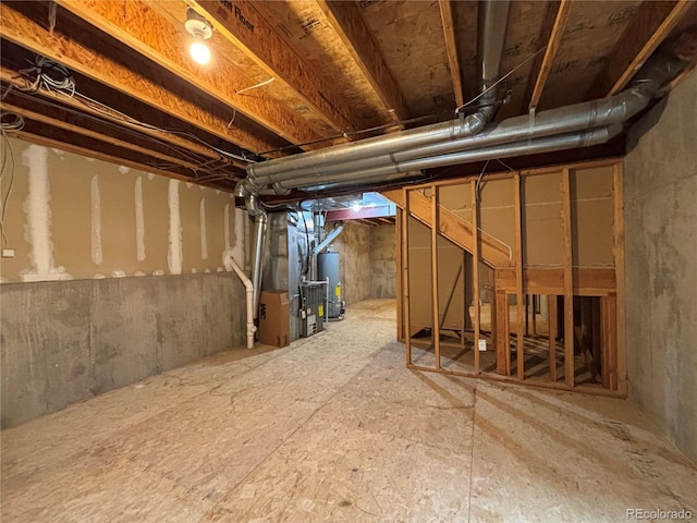 10027 Sylvestor Rd, Highlands Ranch, CO 80129 - unfinished basement with gas water heater and heating unit