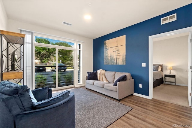 living room with hardwood / wood-style flooring