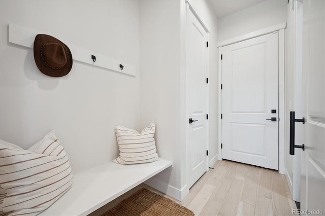 mudroom featuring light hardwood / wood-style floors