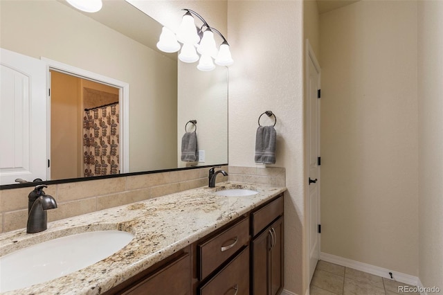 bathroom featuring vanity and tile patterned floors