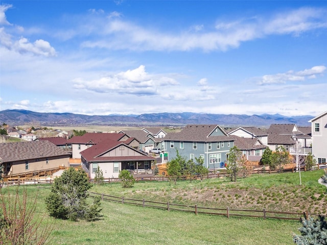 3893 Ute Mountain Trl, Castle Rock, CO 80109 - view of front of home featuring a residential view, fence, and a mountain view