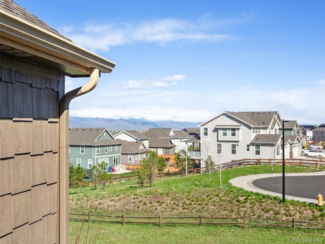 3893 Ute Mountain Trl, Castle Rock, CO 80109 - view of property's community with fence, a residential view, a mountain view, and a trampoline