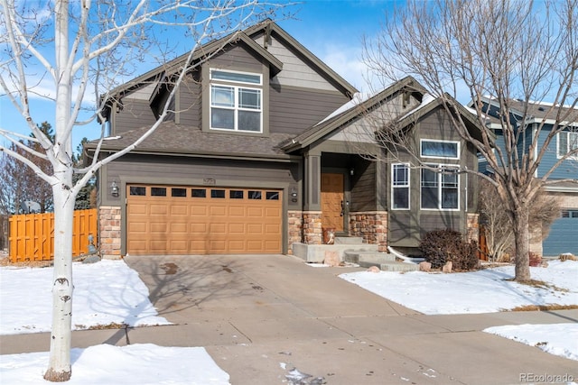 craftsman house featuring a garage