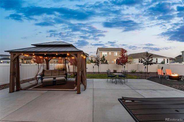 view of patio / terrace featuring a gazebo and outdoor lounge area