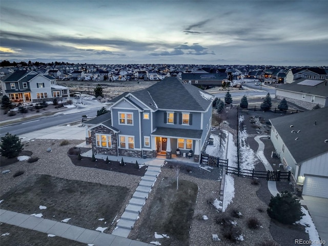 drone / aerial view with a residential view