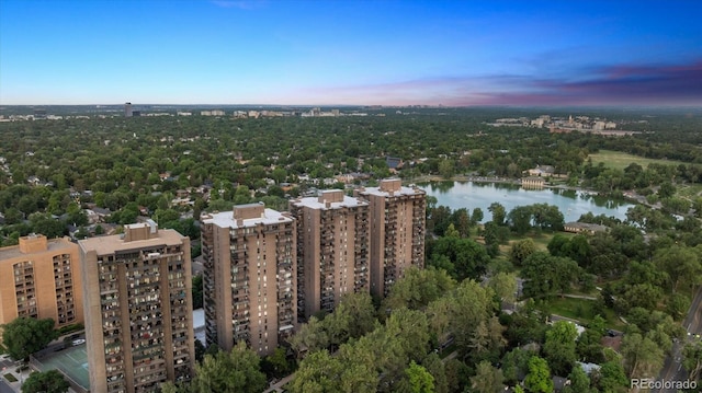 460 S Marion Pkwy Unit 1103, Denver, CO 80209 - aerial view at dusk of a water view and a forest view