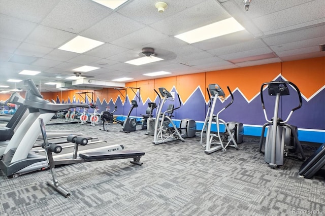 460 S Marion Pkwy Unit 1103, Denver, CO 80209 - workout area featuring a drop ceiling and carpet flooring