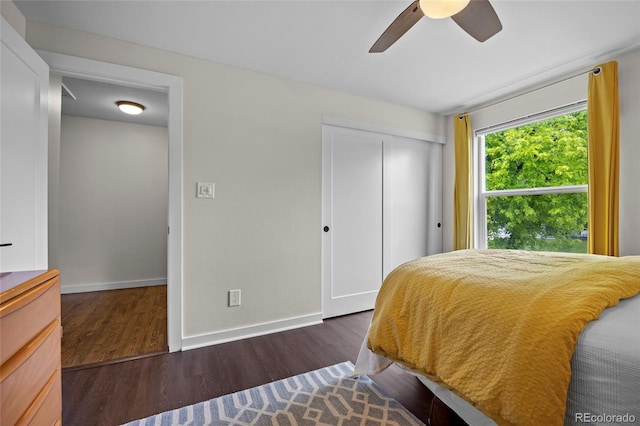 11035 E Berry Ave, Englewood, CO 80111 - bedroom featuring wood finished floors, a closet, and a ceiling fan