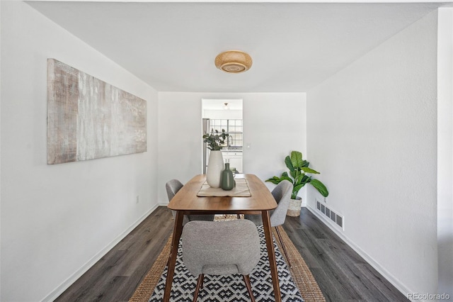 interior space with sink and dark hardwood / wood-style floors