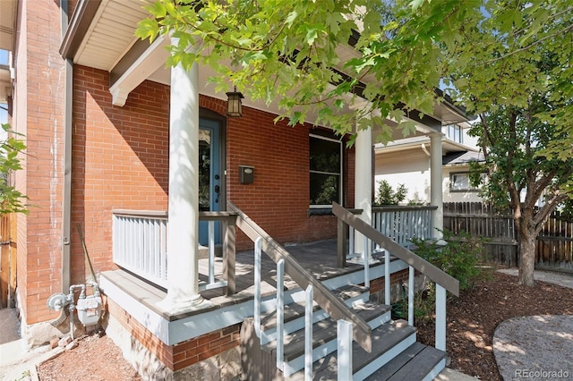 entrance to property with covered porch