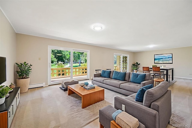 740 S Alton Way Unit 2A, Denver, CO 80247 - living room with baseboard heating and baseboards