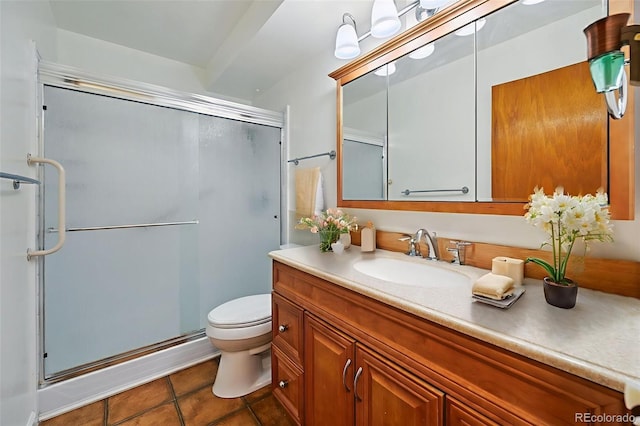 740 S Alton Way Unit 2A, Denver, CO 80247 - full bath featuring vanity, a shower stall, and tile patterned floors