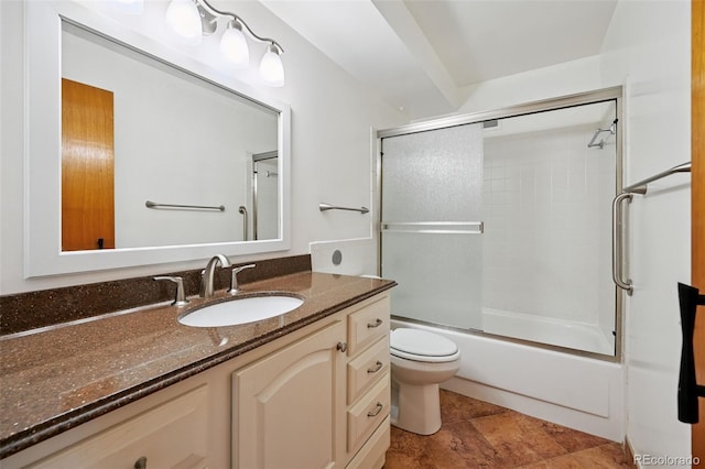 740 S Alton Way Unit 2A, Denver, CO 80247 - bathroom featuring vanity, combined bath / shower with glass door, and stone finish flooring