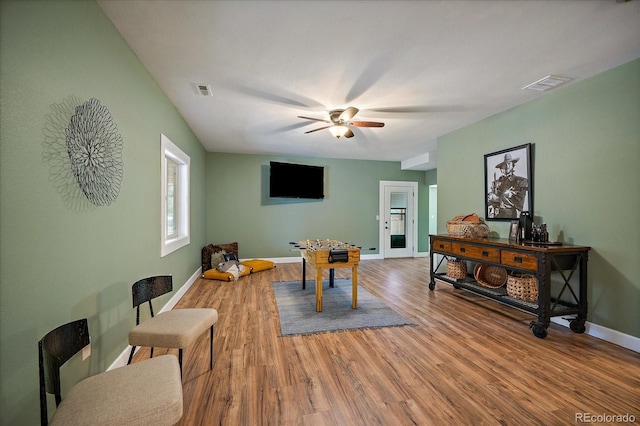 8090 S Homesteader Dr, Morrison, CO 80465 - game room featuring wood finished floors and ceiling fan