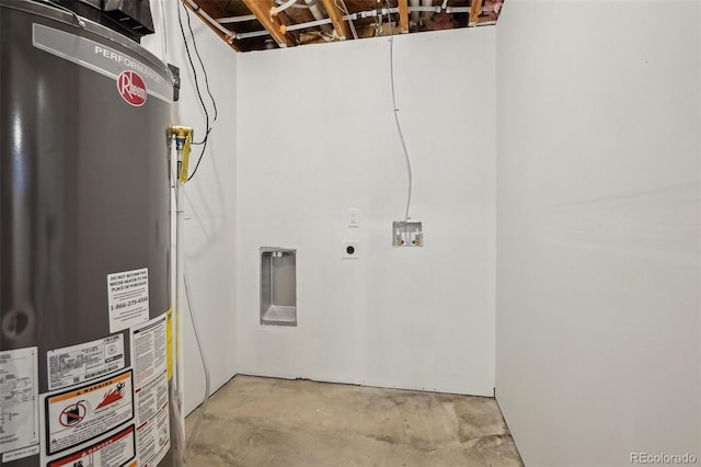 6068 Lee St, Arvada, CO 80004 - laundry area with water heater, electric dryer hookup, and hookup for a washing machine