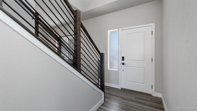 entrance foyer featuring dark hardwood / wood-style flooring