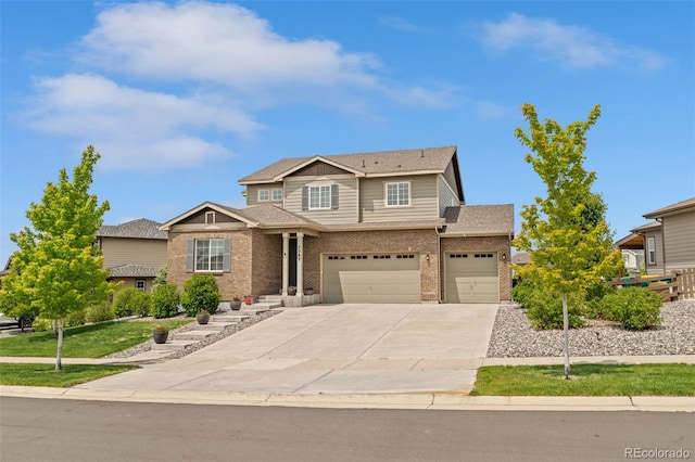 7380 S Shady Grove Way, Aurora, CO 80016 - view of front of house with brick siding, concrete driveway, a garage, and roof with shingles