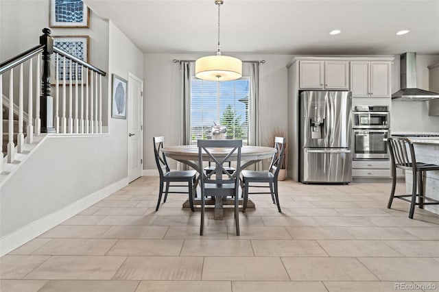 7380 S Shady Grove Way, Aurora, CO 80016 - dining room featuring baseboards, recessed lighting, and stairway